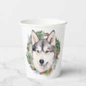 Gobelets En Papier Sibérie Husky Christmas Wreath Festive Pup (Verso)