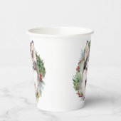 Gobelets En Papier Sibérie Husky Christmas Wreath Festive Pup (Gauche)