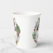 Gobelets En Papier Sibérie Husky Christmas Wreath Festive Pup (Droite)