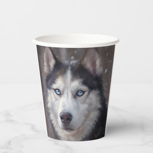 Gobelets En Papier Sibérien Husky (Recto)