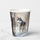 Gobelets En Papier Sibérien Husky Laisser Neige Noël (Verso)