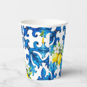 Gobelets En Papier sicilien, été, citron, mosaïque, bleu (Droite)