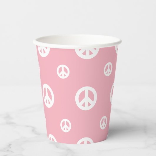 Gobelets En Papier Signal de paix rose Retro (Recto)