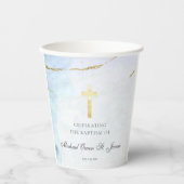 Gobelets En Papier Signature bleu moderne Baptême Christening (Recto)