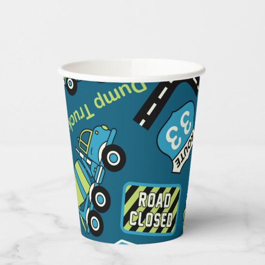 Gobelets En Papier Signes et camions de construction (Gauche)