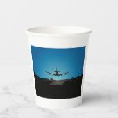 Gobelets En Papier Silhouette d'atterrissage d'avion à la nuit (Recto)