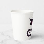 Gobelets En Papier Silhouette de chat noir malin avec yeux rouges (Droite)