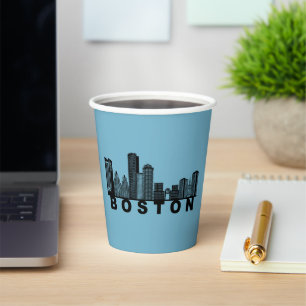 Gobelets En Papier Silhouette de l'horizon de Boston