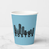 Gobelets En Papier Silhouette de l'horizon de Boston (Recto)