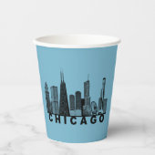 Gobelets En Papier Silhouette de l'horizon de Chicago (Recto)