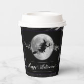 Gobelets En Papier Silhouette de sorcière noire Halloween (Verso)