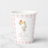 Gobelets En Papier Silly Goose rose En vichy Baby shower fille (Recto)