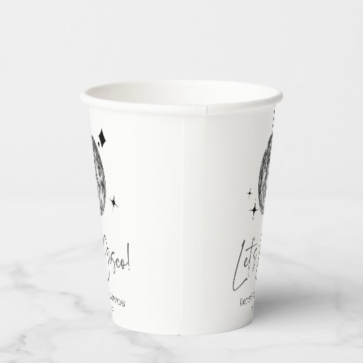 Gobelets En Papier Silver Disco Ball Let's Disco fête d'anniversaire (Droite)