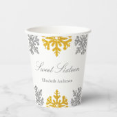 Gobelets En Papier Silver Gold Snowflake Winter Sweet 16 (Recto)