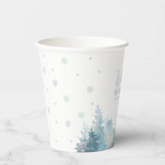 Gobelets En Papier Silver & Mint Winter Onderland 1er anniversaire fê (Recto)