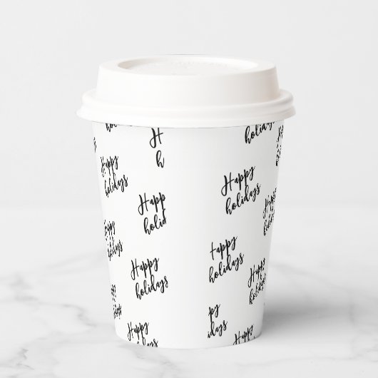 Gobelets En Papier Simple Black Happy Holiday personnalisé Motif de t (Gauche)