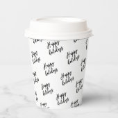 Gobelets En Papier Simple Black Happy Holiday personnalisé Motif de t (Recto)