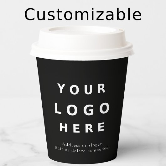 Gobelets En Papier Simple Black Minimal Business Logo Custom