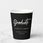 Gobelets En Papier Simple Black White Custom Graduation Party (Verso)