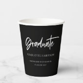 Gobelets En Papier Simple Black White Custom Graduation Party (Recto)