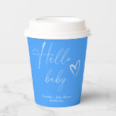 Gobelets En Papier Simple bleu minimaliste Bonjour bébé (Recto)