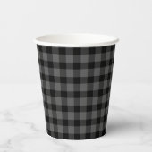 Gobelets En Papier Simple Buffalo Plaid Gris & Black Motif Rustique (Verso)