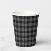 Gobelets En Papier Simple Buffalo Plaid Gris & Black Motif Rustique (Droite)