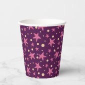 Gobelets En Papier Simple Burgundy Purple Rose Stars Space Girl Party (Recto)