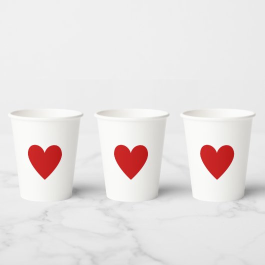 Gobelets En Papier Simple cœur rouge de la Saint-Valentin (Multi)