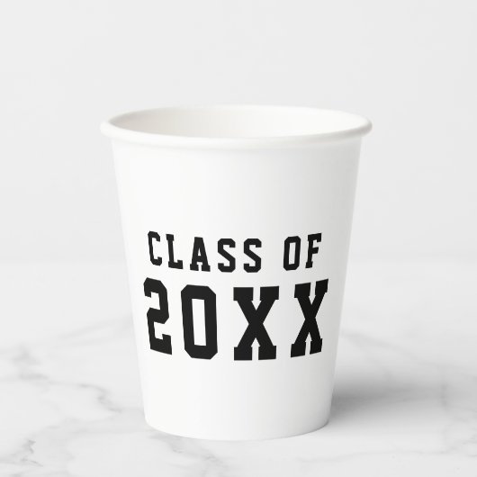 Gobelets En Papier Simple Couleur personnalisée Varsity Graduation An (Recto)