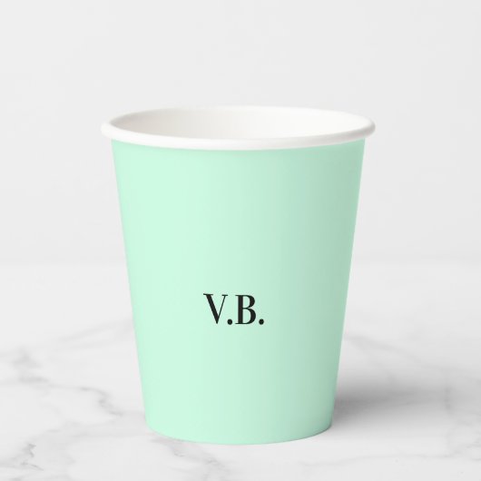 Gobelets En Papier Simple couleur unie ajouter nom texte monogramme (Recto)
