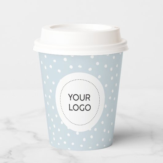 Gobelets En Papier Simple Dusty Blue Minimal Business Logo Personnali (Recto)