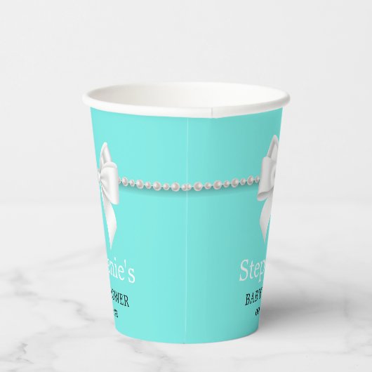 Gobelets En Papier Simple Elegant Aqua Turquoise Fancy Baby shower Ti (Droite)