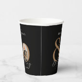 Gobelets En Papier Simple Elegant Black Gold Photo 80e anniversaire (Droite)