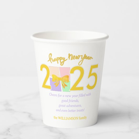 Gobelets En Papier Simple Elegant Christmas New Year Gift Box Bow (Verso)