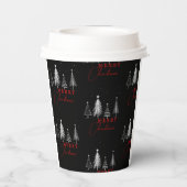 Gobelets En Papier Simple Elegant Christmas Pine Tree | Black (Verso)