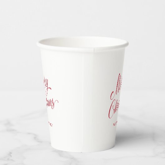 Gobelets En Papier Simple élégante Rouge Script moderne Noël (Droite)