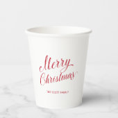 Gobelets En Papier Simple élégante Rouge Script moderne Noël (Recto)