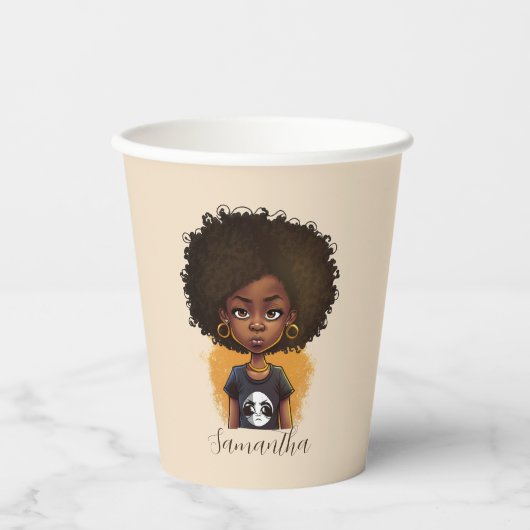 Gobelets En Papier Simple femme afro (Recto)