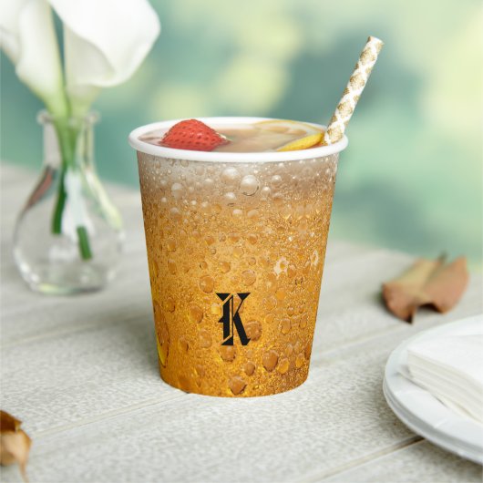 Gobelets En Papier Simple Gold Beer Monogram Christmas party (Insitu)