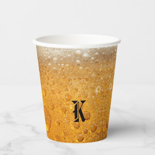 Gobelets En Papier Simple Gold Beer Monogram Christmas party (Recto)