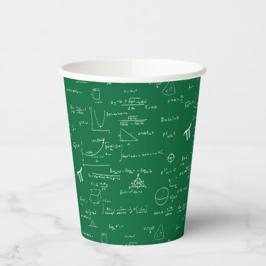 Gobelets En Papier Simple Green White Math Pattern (Gauche)