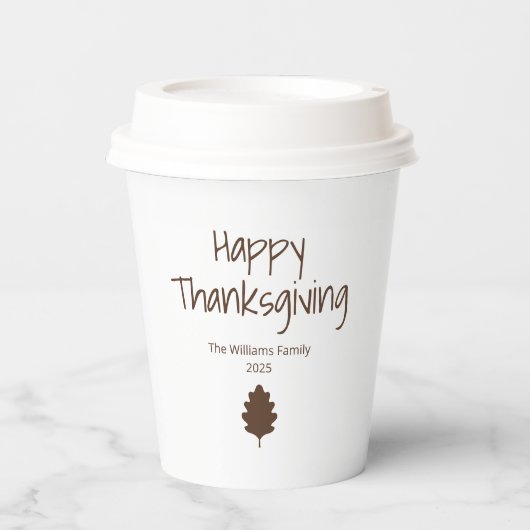 Gobelets En Papier Simple Leaf Modern Family Thanksgiving Dinner (Recto)