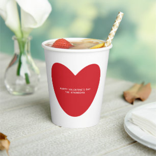 Gobelets En Papier Simple mignon coeur rouge coutume Saint Valentin