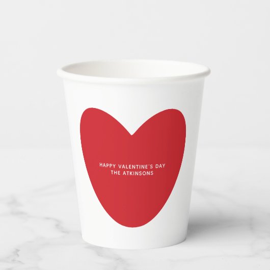 Gobelets En Papier Simple mignon coeur rouge coutume Saint Valentin (Recto)