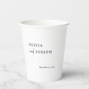 Gobelets En Papier Simple minimaliste moderne   Mariage noir et blanc