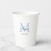 Gobelets En Papier simple minimum ajouter nom monogramme violet vert  (Verso)
