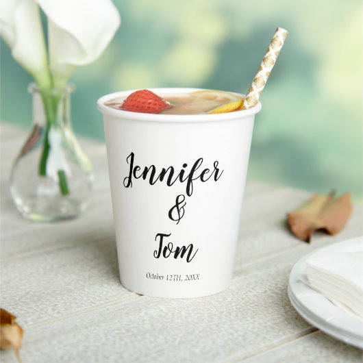 Gobelets En Papier simple minimum calligraphie mariage ajouter votre (Insitu)