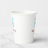 Gobelets En Papier simple minimum jour mère bleu monogramme rose nom (Gauche)