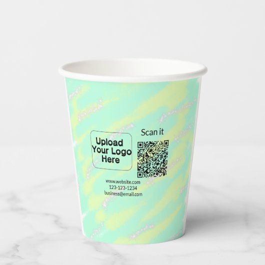 Gobelets En Papier Simple minimum q r code ajouter logo code d'analys (Verso)